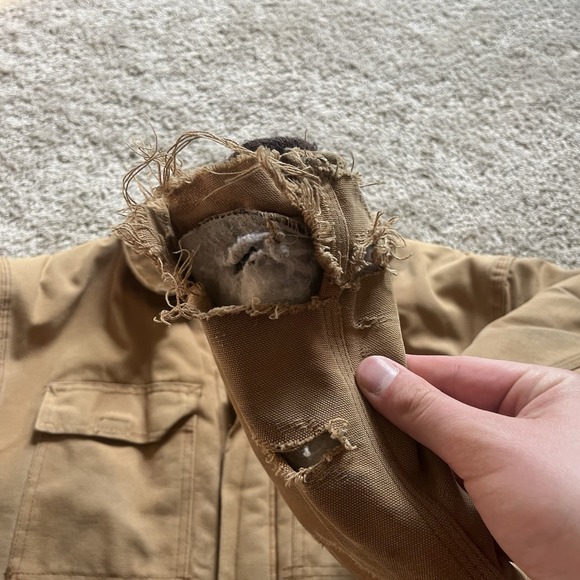 VTG Carhartt Mens Heavy Khaki‎ Canvas Barn Coat Mens XL USA Made Distressed - Picture 11 of 16